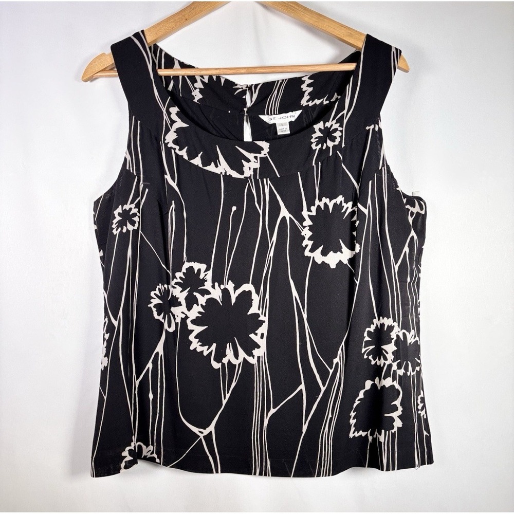 St John Silk Top Womens Large Quiet Luxury Old Money Elegant Chic Evening Out